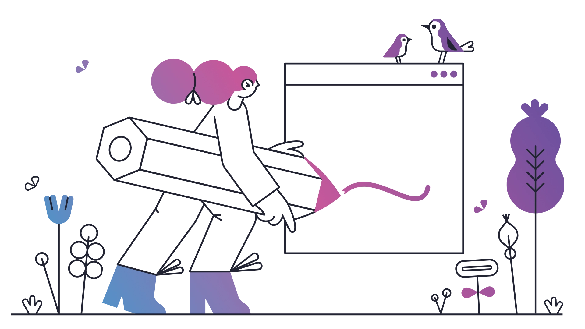 An illustration of a woman designing a website.