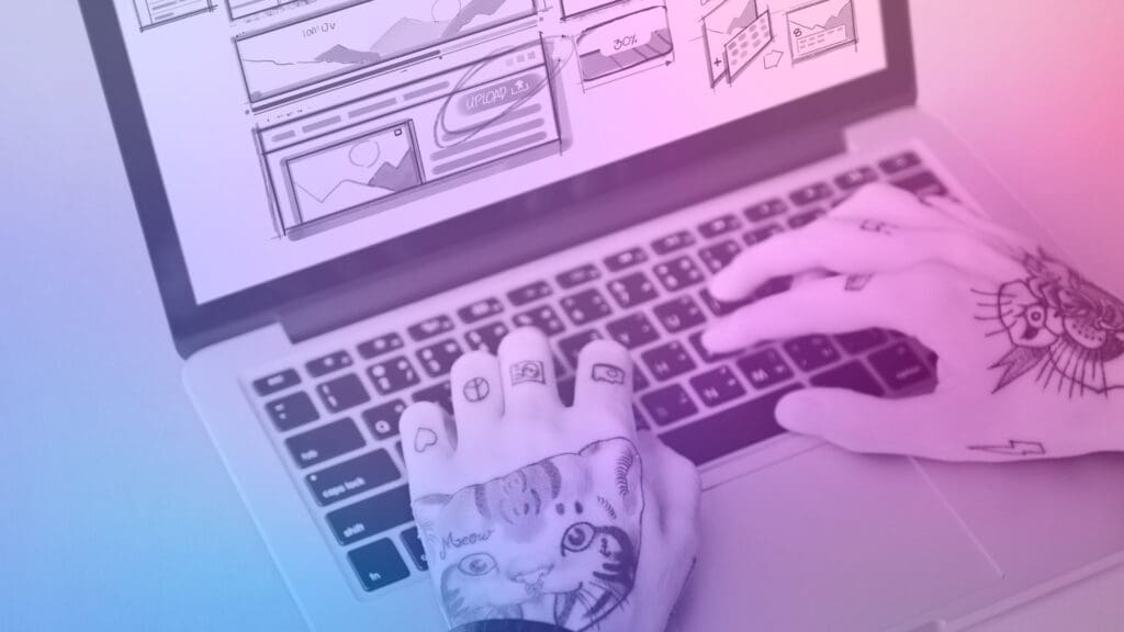 Web designer optimising a user-centric website interface on a computer screen, focusing on seamless user experience