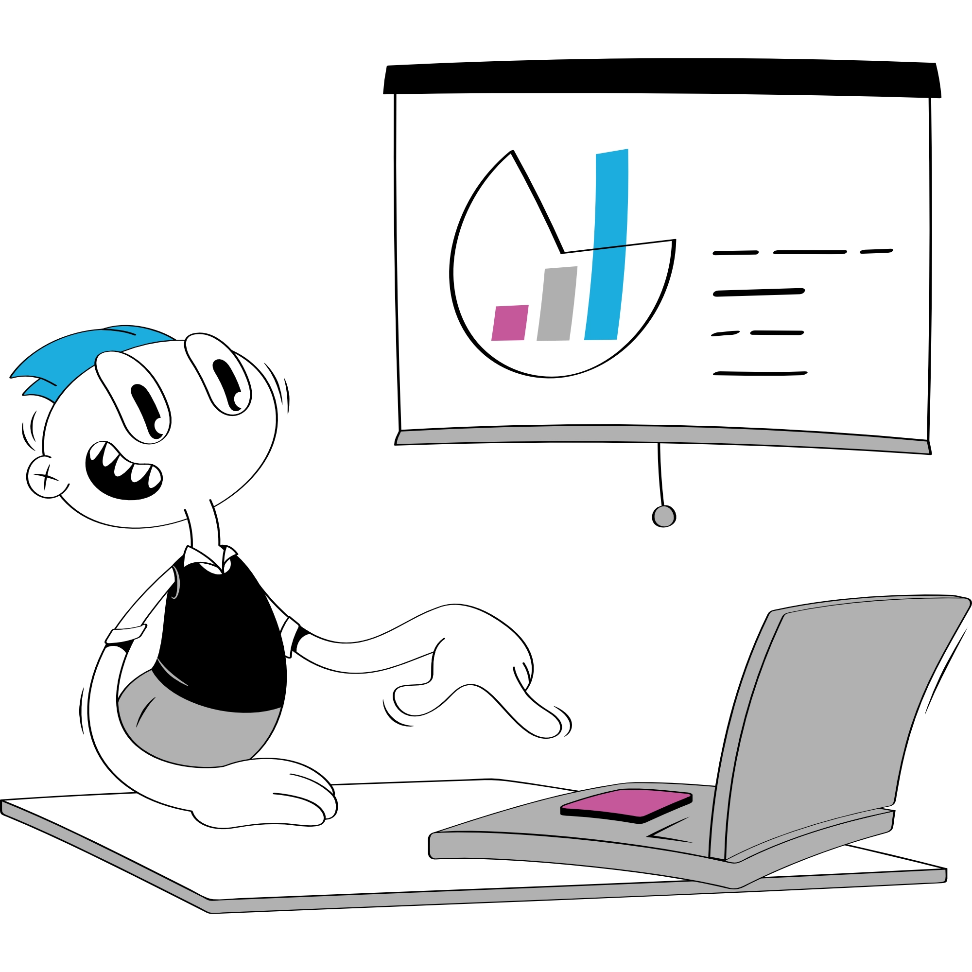 Looney man checking on ecommerce website sales stats