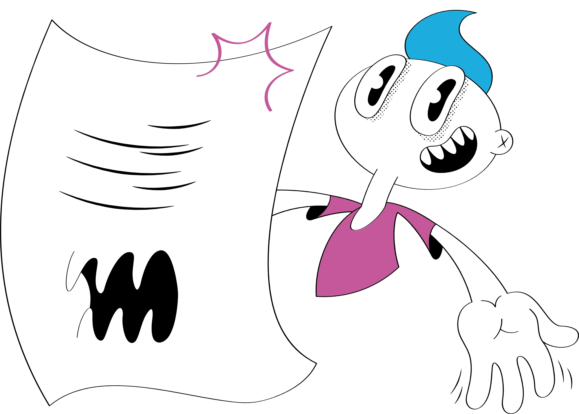 Looney man holding a legal document for terms & conditions and privacy stuff