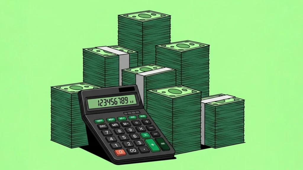 Calculator and Monopoly money symbolising simple, playful approach to website ROI.